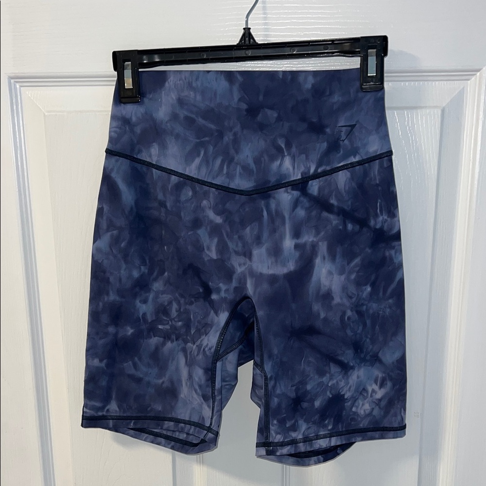 Gymshark Women's Blue Tie-Dye Bike Shorts